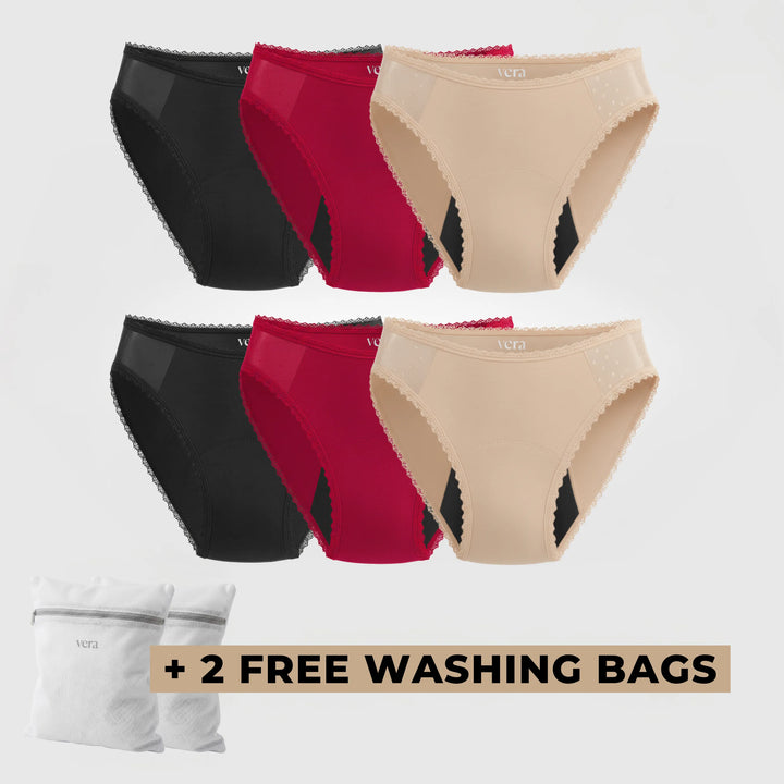 Vera's Elegant Leakproof Briefs (6-Pack)